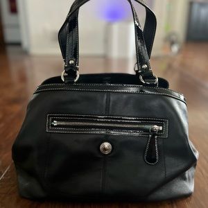 Coach black leather w/ patent trim